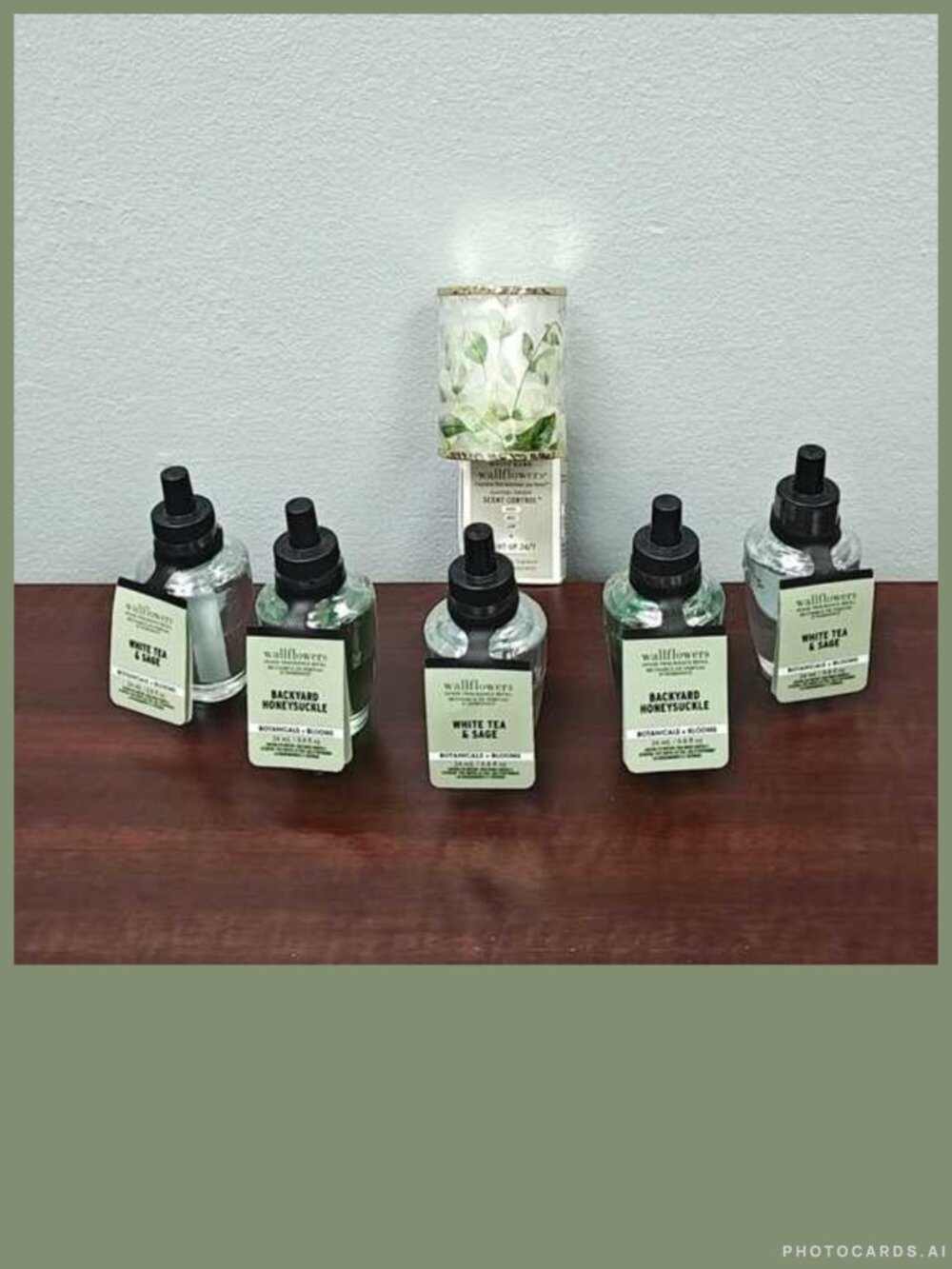 Bath & Body Works White Barn PRESSED GREENERY CUFF Wallflower Plug Bundle